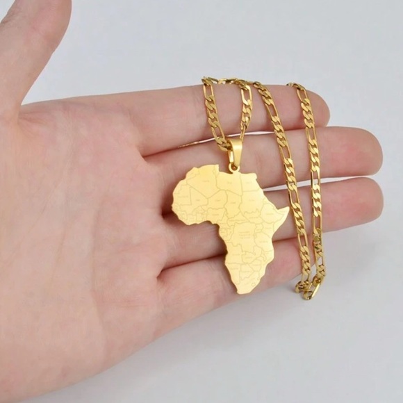 Jewelry - Gold Africa Map Pendant Necklace NEW SIMLA